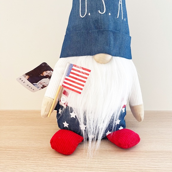 Rae Dunn 20" Weighted Gnome 4th of July USA Flag Heart Plush Star America Decor - Picture 2 of 6